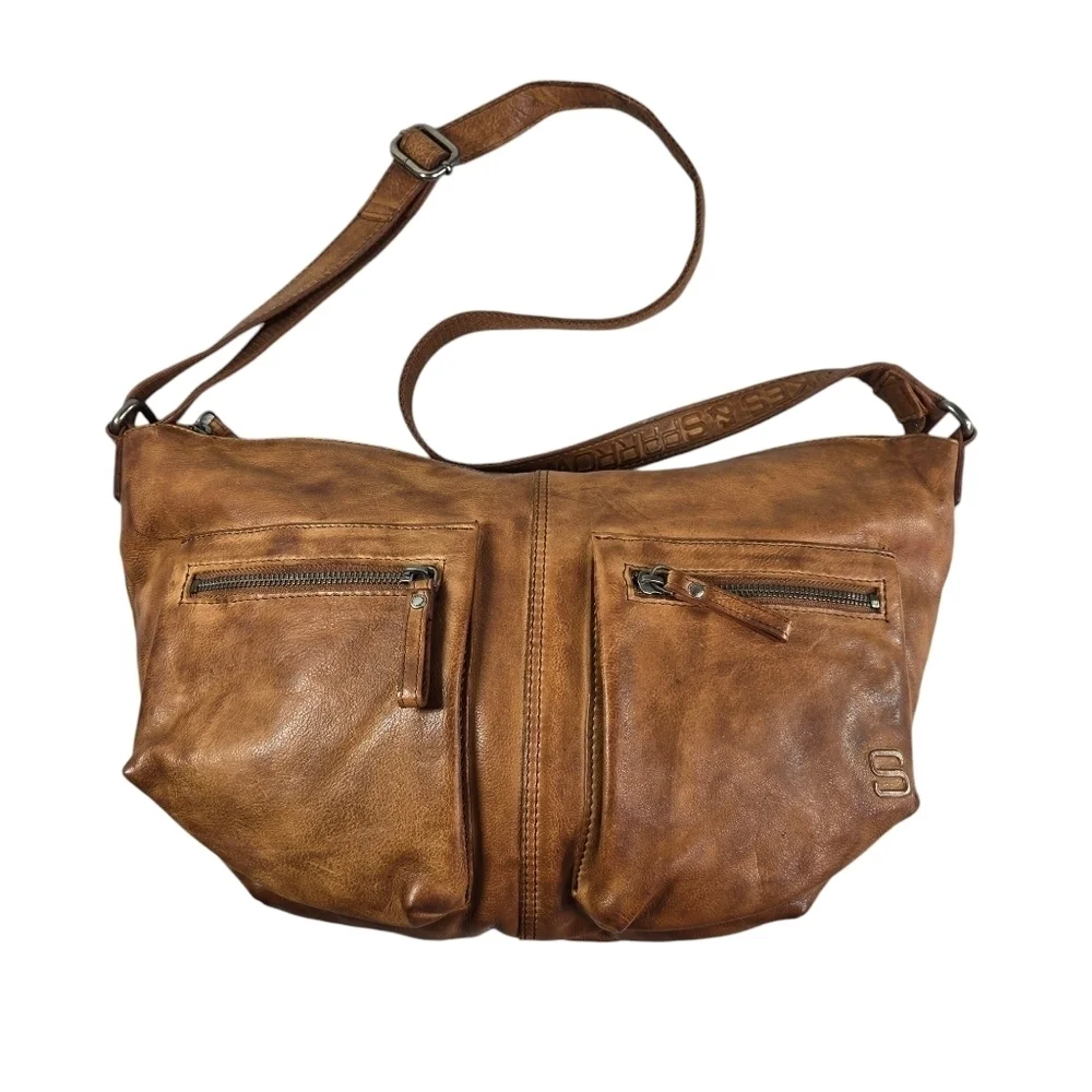 Spikes & Sparrow Ellie brandy cognac brown leather hobo bag purse